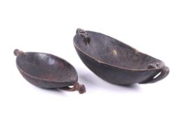 Papua New Guinea. Two Sepik River carved wood bowls.