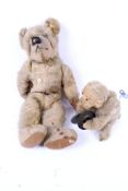 An early 20th century teddy bear and a clockwork monkey. Max.