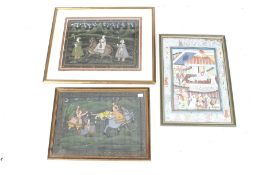 A group of three assorted Indian watercolours. Max.