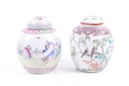 Two Chinese 19th century famille rose ginger jars.