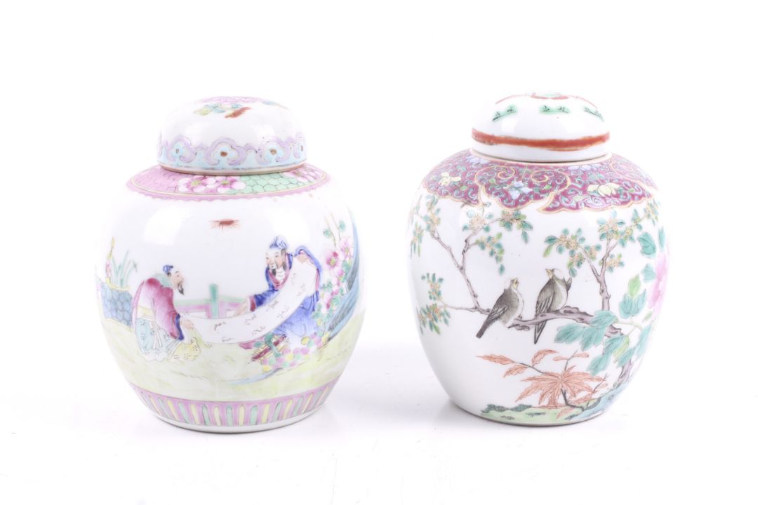 Two Chinese 19th century famille rose ginger jars. - Image 1 of 25