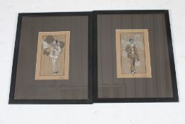 Mag Barrois, two watercolour paintings of clown portraits. Signed and dated '1927' lower right, 29.