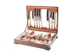 A mid-century canteen of silver plated old English pattern cutlery for six. Stamped EPNS A1.