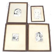 Three signed Harry Furniss (1854-1925), cartoons and one other.