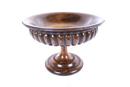 An early 20th century carved oak tazza footed bowl. Reg. No.