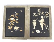 Two Japanese lacquer and bone pictures.