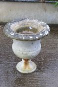 A marble garden urn.