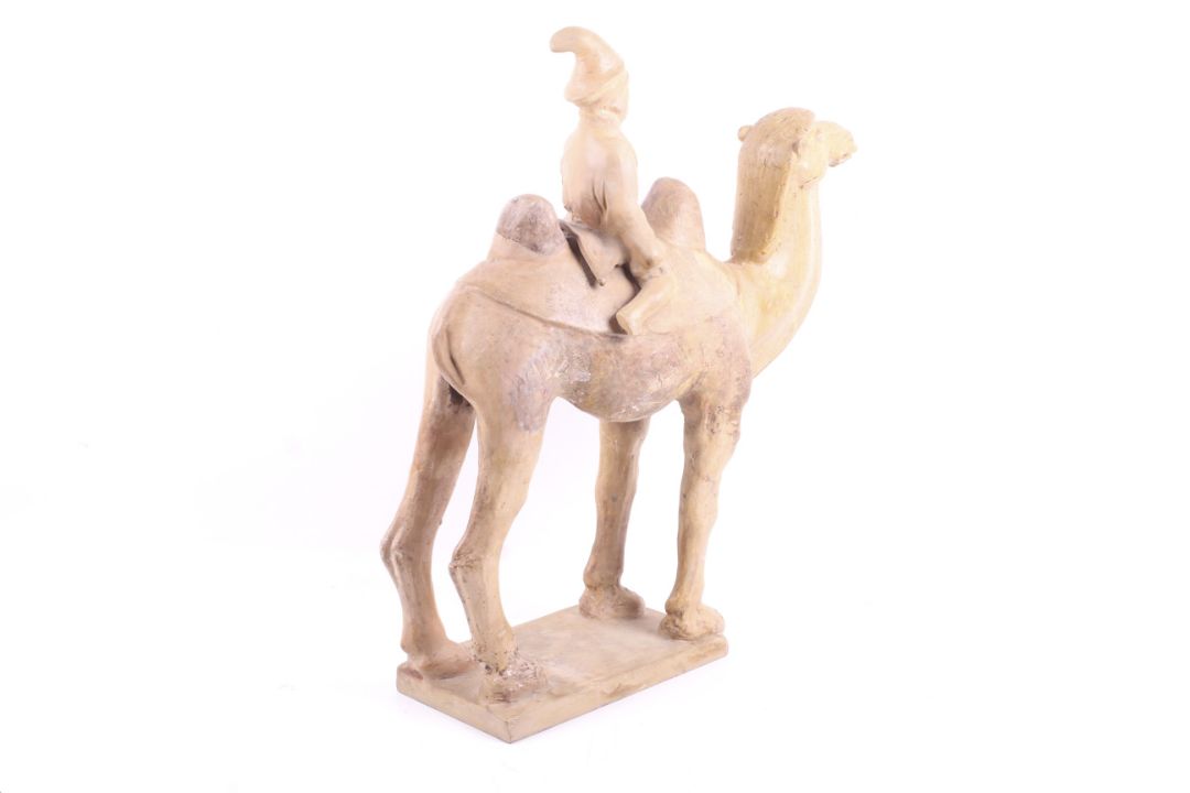A large Chinese Tang Dynasty earthenware camel and rider. - Image 5 of 5