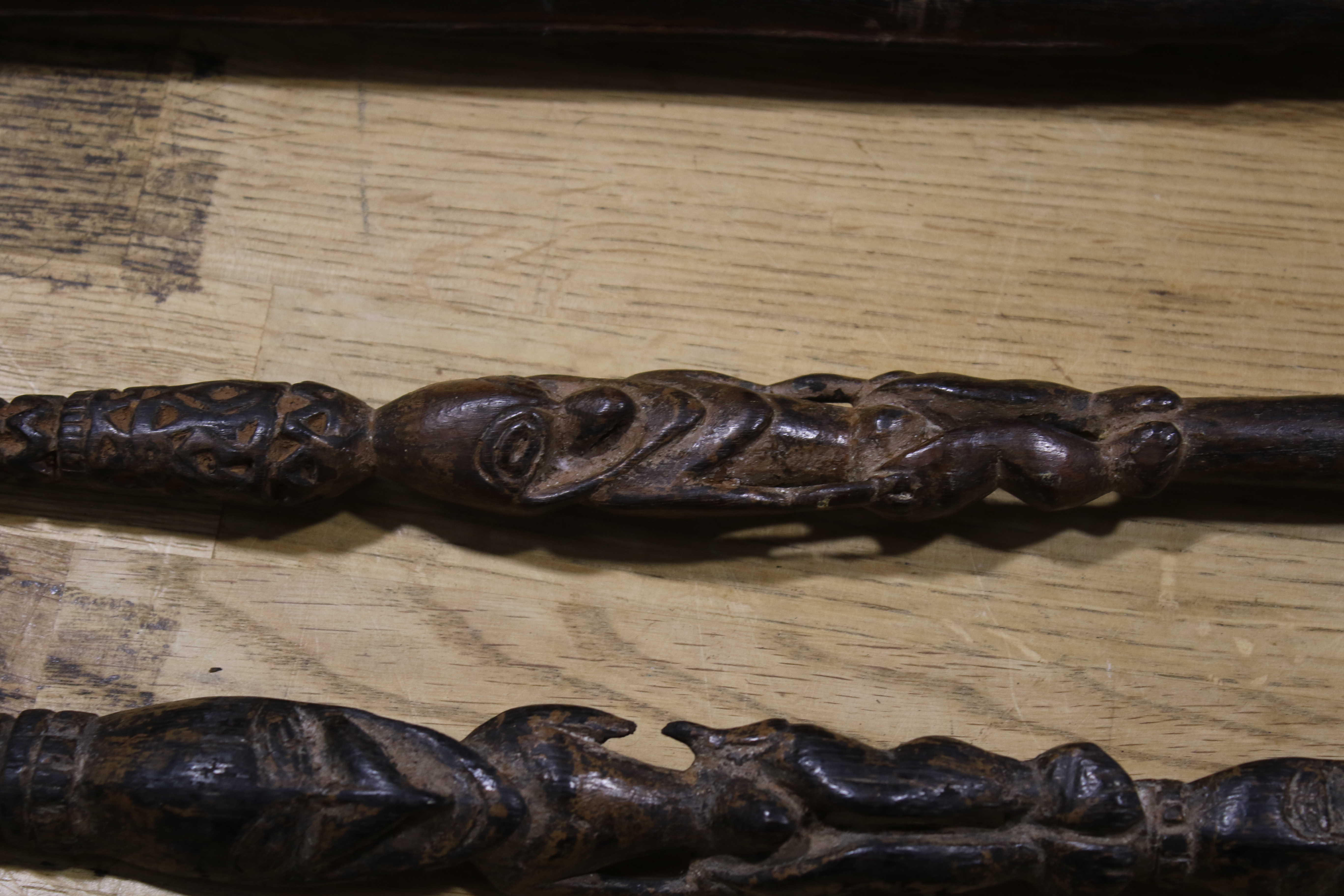 Papua New Guinea. A large carved ladle, two 'scepters' and a handle. - Image 6 of 14