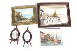 Five contemporary paintings. Including architectural and miniature examples. Max.