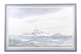 Stanley Rogers, oil on board, 'HMS Onslaught', 1990. Signed and dated lower right, 45.5cm x 73.5cm.