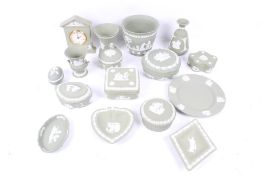 A collection of Wedgewood green japerware.