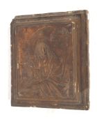 A 20th century pictorial plaster block. Featuring a religious figure.