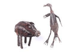 Papua New Guinea. Two woven reed animals.