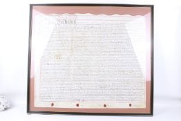 A large antique hand written indenture.