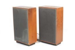 A pair of mid-century oak veneered ITT, KS 660 hi-fi speakers.