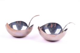A pair of 925 silver small cherry shaped bowls.