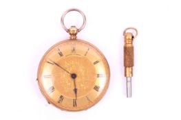 A Swiss 18ct gold open-face key-wind fob watch, by Baume of Geneve.