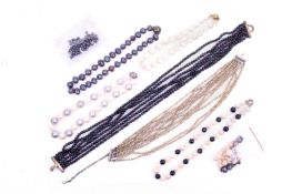 A collection of cultured freshwater pearl necklets/loose cultured freshwater pearls.