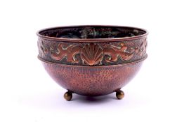 A Herbert Dyer Arts and Crafts bowl in the style of Newlyn.