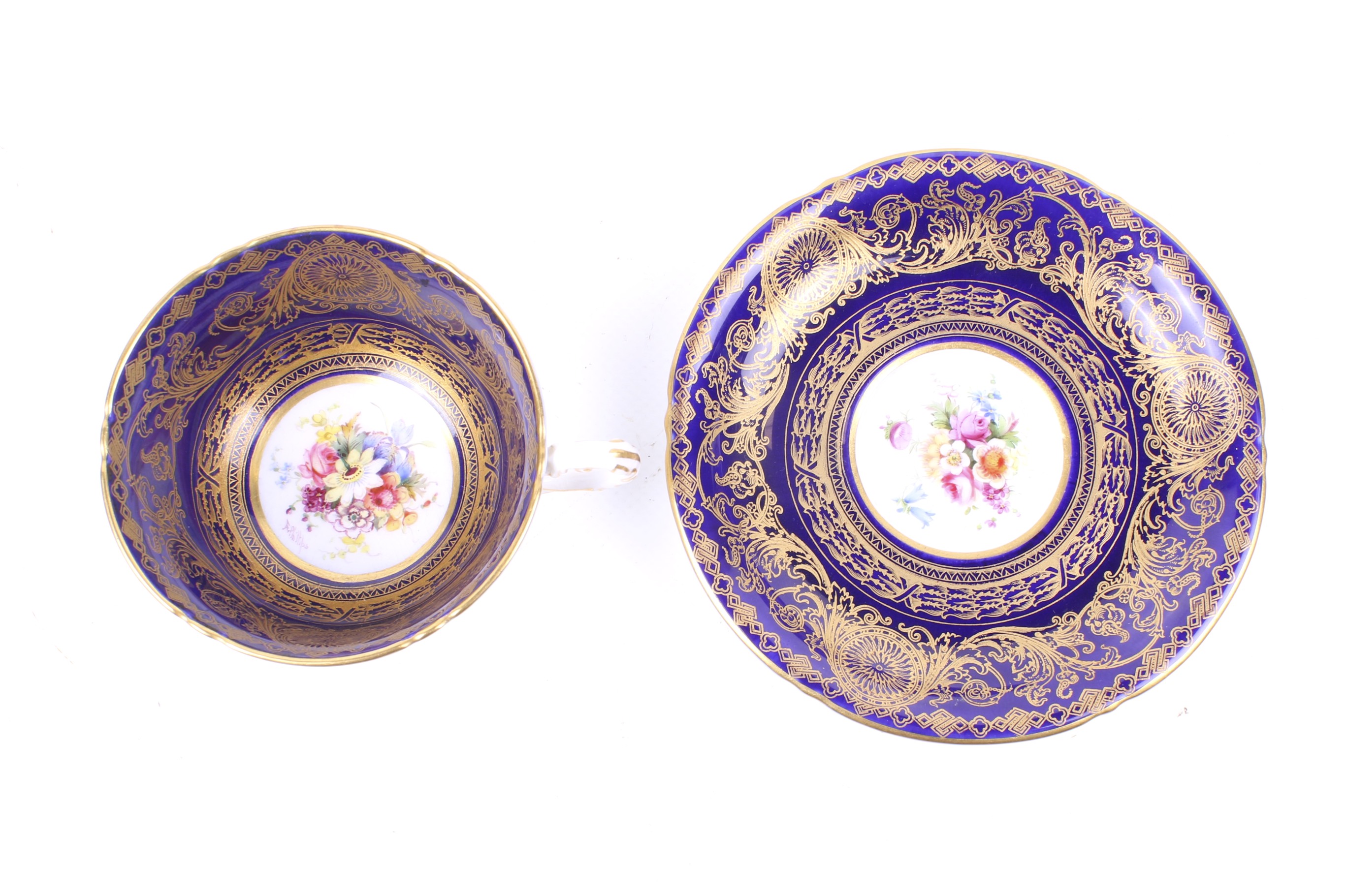 A Royal Worcester porcelain cup and saucer. Circa. - Image 2 of 3