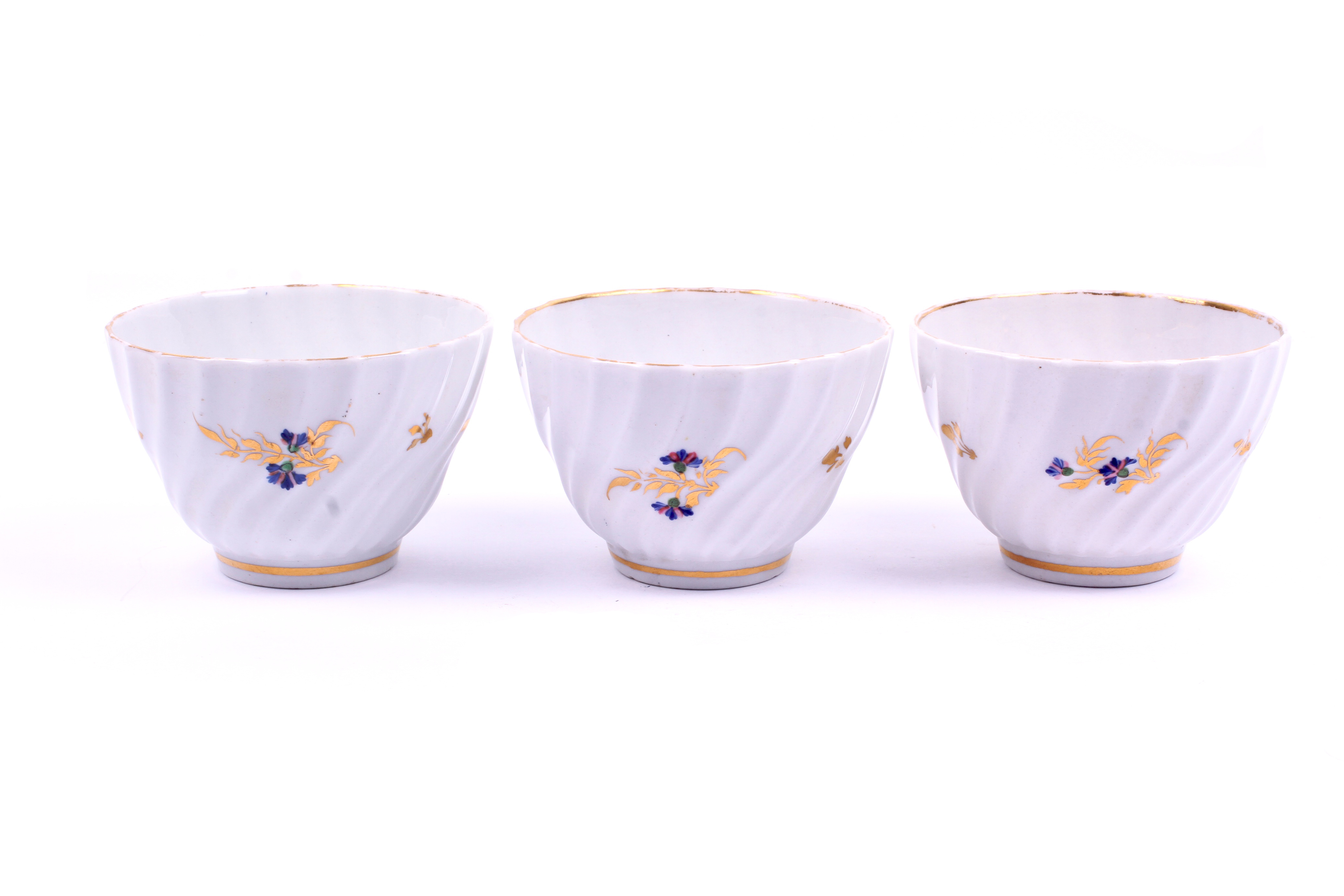 Three circa 1800 Royal Worcester Flight & Barr tea bowls.