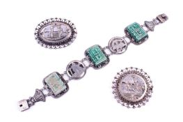 Three pieces of 20th century Egyptian silver jewellery.