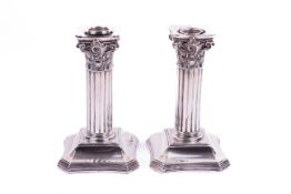 A pair of German '800 silver Zimmerman weighted candlesticks.