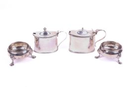 Two hallmarked silver mustard pots and two salts.