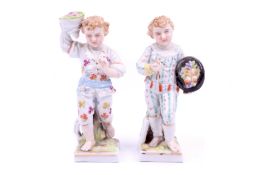 A pair of late 19th century porcelain miniature figures, Aelteste Volkstedt, Germany.