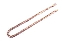 A 9ct gold curb link chain bracelet. With a crab claw clasp, L23cm (unclasped), Width 4mm, 6.