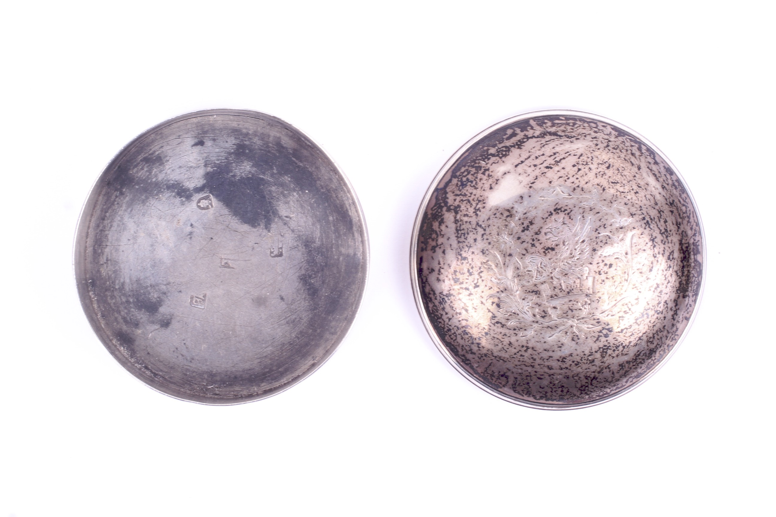 A George II silver round lidded box. - Image 2 of 2