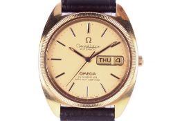 A Omega Constellation gentlemans 18ct gold wrist watch. Automatic movement.