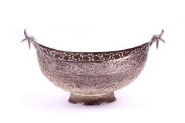 An Indian Kashmir white metal kashkul vessel.