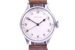 Longines, a gentleman's WWII chrome-plated and stainless steel round wrist watch, circa 1943-44.