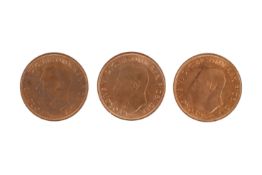 A trio of 1951 one penny coins.