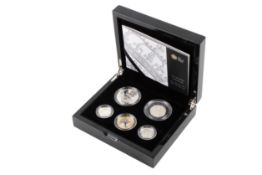 2010 UK silver Piedfort set of five coins. With Belfast and London £1 coins.
