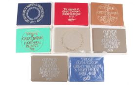 Eight proof coin sets. Dated 1972-1976 and two 1978 sets.