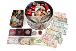 A collection of mainly British coins.