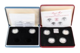 1984 - 1987 UK £1 coin silver proof collection and part set of two Piedfort silver proof £1 coins