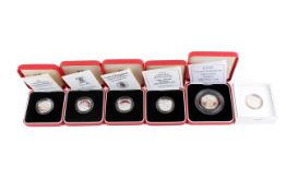 A group of six Piedfort silver proof coins.