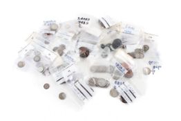 A group of 20th century coins. Including quite a few silver and some half pennies.