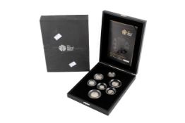 2008 UK Royal Coat of Arms silver Piedfort collection of 7 coins.
