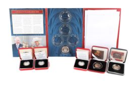 A group of six modern coins.