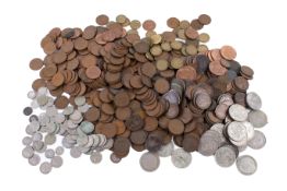 A large collection of British coins.