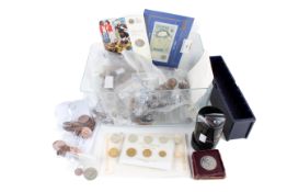 A large accumulation of 20th century coins.