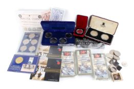 Collection of coins including commemorative British examples in two card boxes Condition