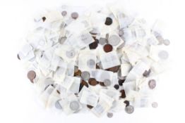 A large group of English coins.