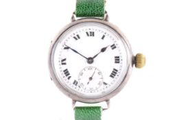 A WWI period 925 silver wristwatch.