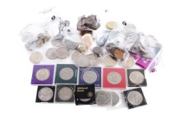 A collection of modern coins. Including 12 £5 coins, four 1953 crowns and other nickel crowns etc.